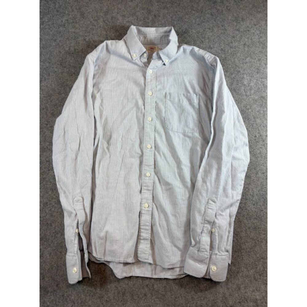 Faherty Oxford 2.0 Pinstripe Button Down Shirt Men Large Blue Long Sleeve Preppy